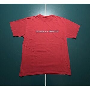 Vintage Nike Golf Swoosh Logo T Shirt Men's Large Red Tiger Woods 90s EUC